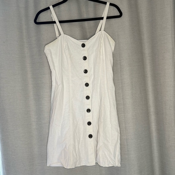 EXPRESS WHITE BUTTON MINI DRESS (S) - Picture 1 of 8